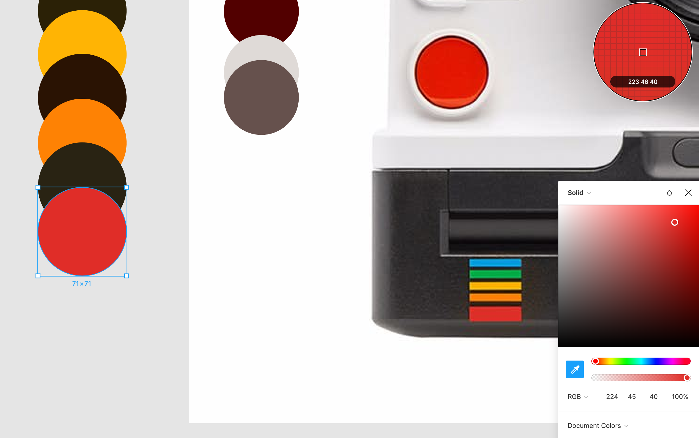 Figma file with colors picked for the rainbow